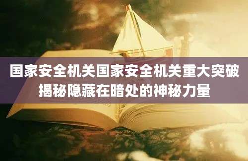 国家安全机关国家安全机关重大突破揭秘隐藏在暗处的神秘力量