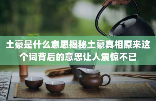 土豪是什么意思揭秘土豪真相原来这个词背后的意思让人震惊不已