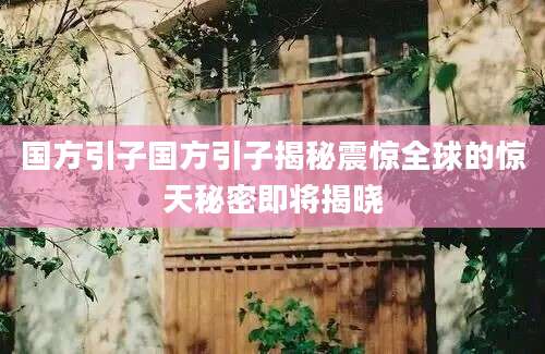 国方引子国方引子揭秘震惊全球的惊天秘密即将揭晓