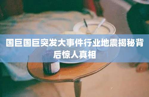 国巨国巨突发大事件行业地震揭秘背后惊人真相