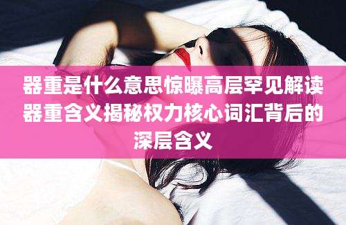 器重是什么意思惊曝高层罕见解读器重含义揭秘权力核心词汇背后的深层含义