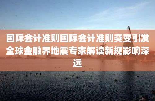 国际会计准则国际会计准则突变引发全球金融界地震专家解读新规影响深远