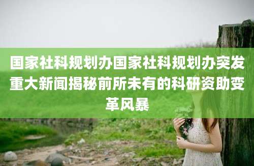 国家社科规划办国家社科规划办突发重大新闻揭秘前所未有的科研资助变革风暴