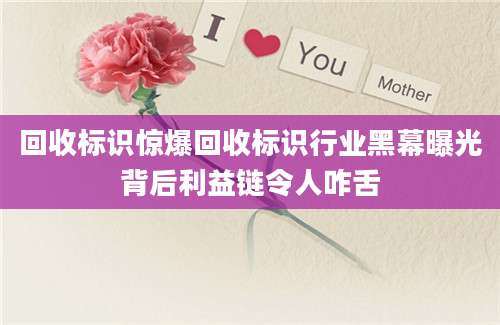 回收标识惊爆回收标识行业黑幕曝光背后利益链令人咋舌