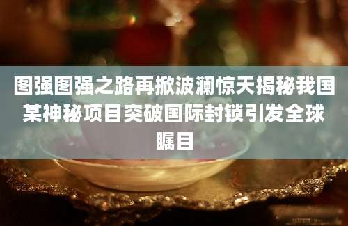 图强图强之路再掀波澜惊天揭秘我国某神秘项目突破国际封锁引发全球瞩目