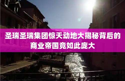 圣瑞圣瑞集团惊天动地大揭秘背后的商业帝国竟如此庞大