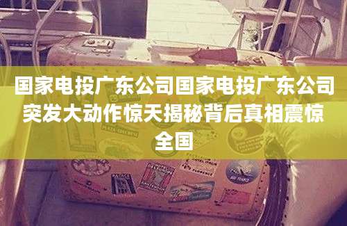 国家电投广东公司国家电投广东公司突发大动作惊天揭秘背后真相震惊全国
