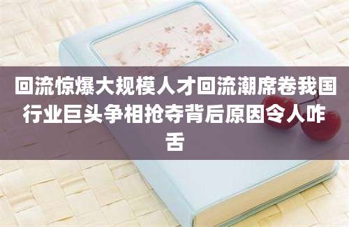 回流惊爆大规模人才回流潮席卷我国行业巨头争相抢夺背后原因令人咋舌