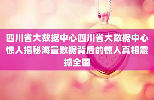 四川省大数据中心四川省大数据中心惊人揭秘海量数据背后的惊人真相震撼全国