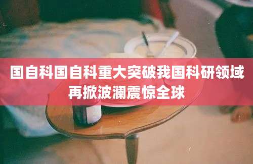 国自科国自科重大突破我国科研领域再掀波澜震惊全球