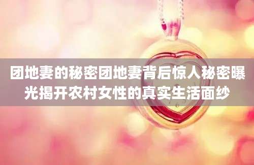 团地妻的秘密团地妻背后惊人秘密曝光揭开农村女性的真实生活面纱