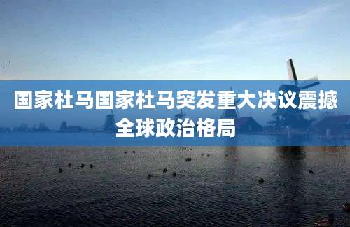 国家杜马国家杜马突发重大决议震撼全球政治格局