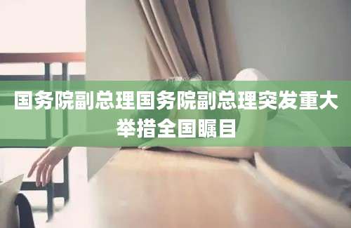 国务院副总理国务院副总理突发重大举措全国瞩目