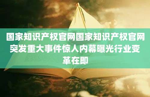 国家知识产权官网国家知识产权官网突发重大事件惊人内幕曝光行业变革在即