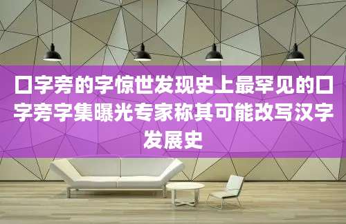 囗字旁的字惊世发现史上最罕见的囗字旁字集曝光专家称其可能改写汉字发展史