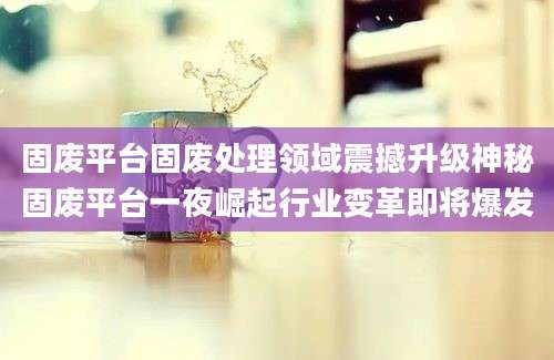 固废平台固废处理领域震撼升级神秘固废平台一夜崛起行业变革即将爆发