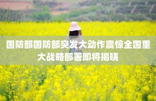 国防部国防部突发大动作震惊全国重大战略部署即将揭晓