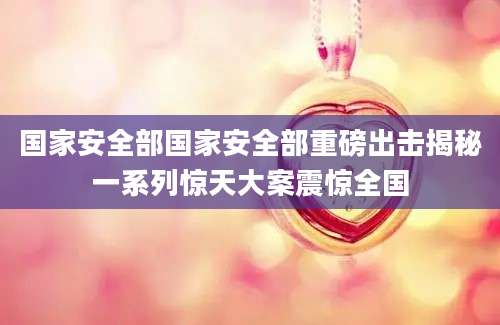 国家安全部国家安全部重磅出击揭秘一系列惊天大案震惊全国