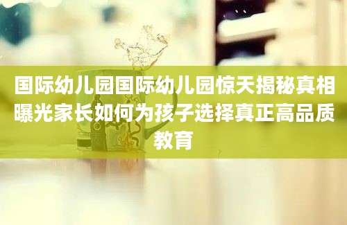 国际幼儿园国际幼儿园惊天揭秘真相曝光家长如何为孩子选择真正高品质教育