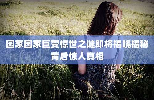 园家园家巨变惊世之谜即将揭晓揭秘背后惊人真相