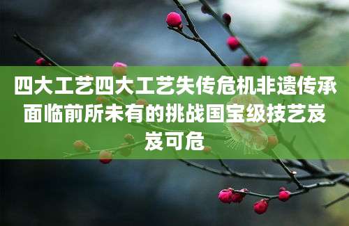 四大工艺四大工艺失传危机非遗传承面临前所未有的挑战国宝级技艺岌岌可危