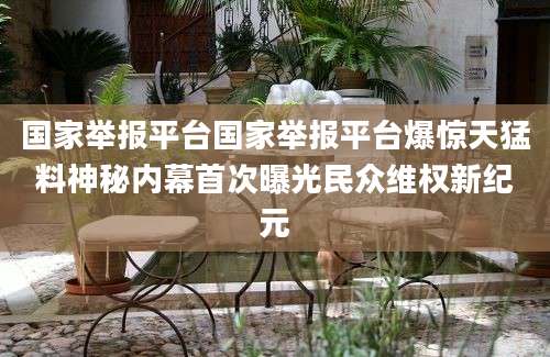 国家举报平台国家举报平台爆惊天猛料神秘内幕首次曝光民众维权新纪元