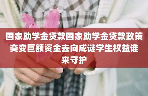 国家助学金贷款国家助学金贷款政策突变巨额资金去向成谜学生权益谁来守护