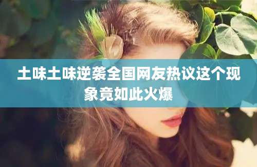 土味土味逆袭全国网友热议这个现象竟如此火爆