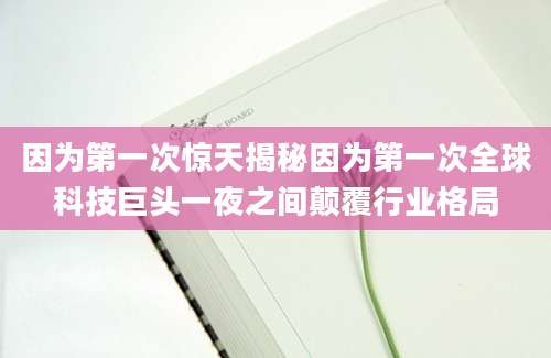 因为第一次惊天揭秘因为第一次全球科技巨头一夜之间颠覆行业格局