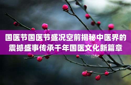 国医节国医节盛况空前揭秘中医界的震撼盛事传承千年国医文化新篇章