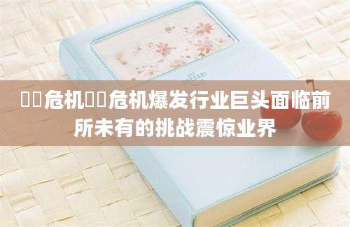 囧囧危机囧囧危机爆发行业巨头面临前所未有的挑战震惊业界