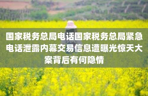 国家税务总局电话国家税务总局紧急电话泄露内幕交易信息遭曝光惊天大案背后有何隐情