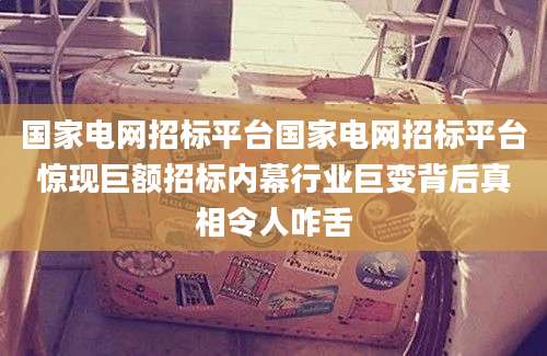 国家电网招标平台国家电网招标平台惊现巨额招标内幕行业巨变背后真相令人咋舌
