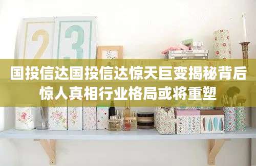 国投信达国投信达惊天巨变揭秘背后惊人真相行业格局或将重塑