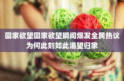 回家欲望回家欲望瞬间爆发全民热议为何此刻如此渴望归家