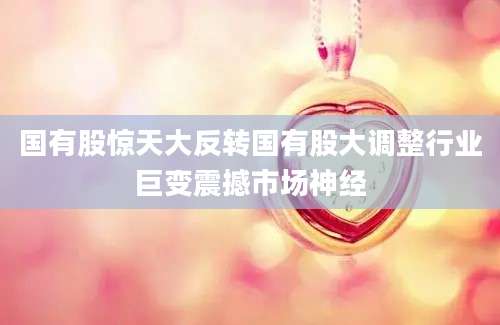 国有股惊天大反转国有股大调整行业巨变震撼市场神经