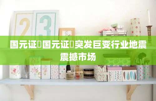 国元证劵国元证劵突发巨变行业地震震撼市场