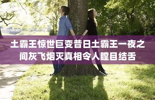 土霸王惊世巨变昔日土霸王一夜之间灰飞烟灭真相令人瞠目结舌